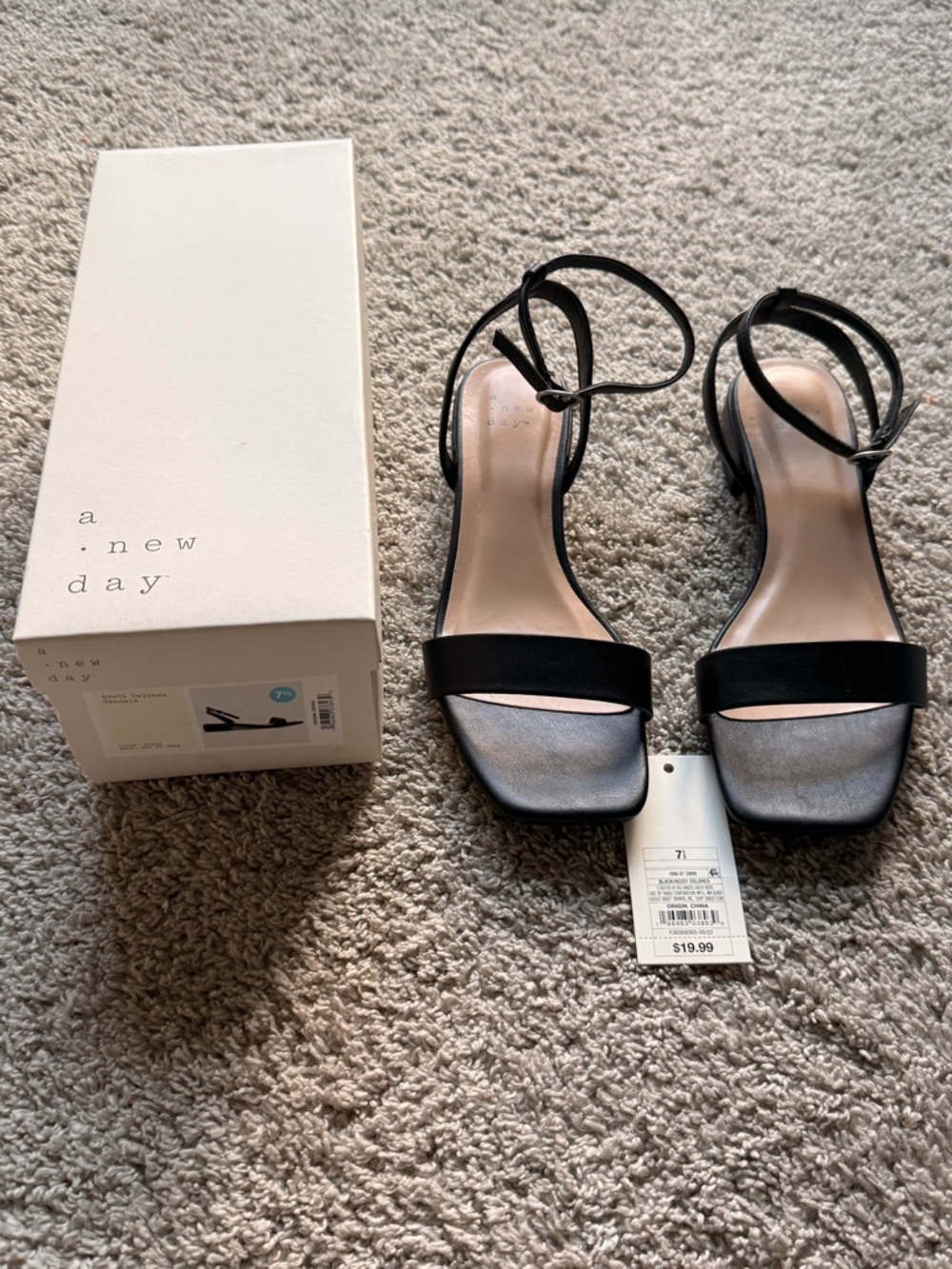 BRAND NEW WITH TAGS!! 
A new day Black Ankle Strap Sandals